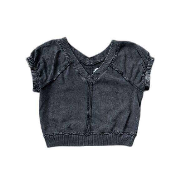 PILCRO Gray 100% Cotton V Neck T Shirt Tee Top Blouse   Women's Size XS - Picture 3 of 8